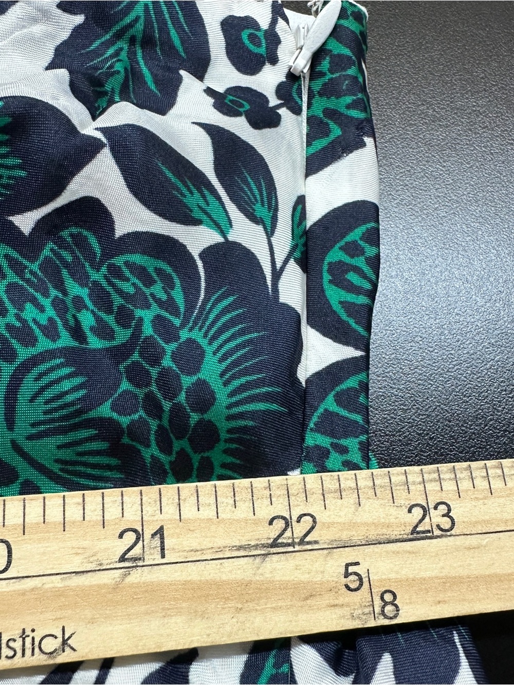 J. Crew Silky One Shoulder Ruffle Hem Dress Size 24 Emerald Navy Floral Formal - Picture 15 of 16